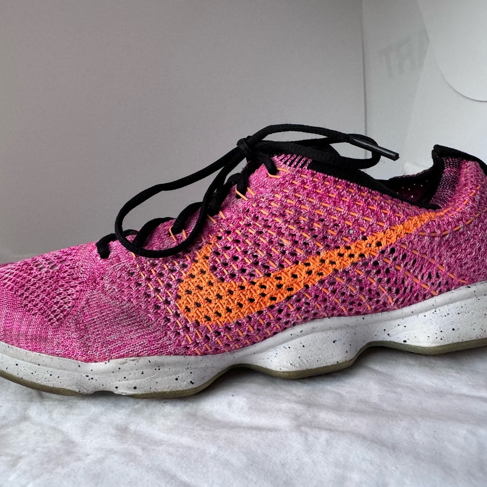 Nike Pink and Orange Athletic Shoes with Knitted Upper